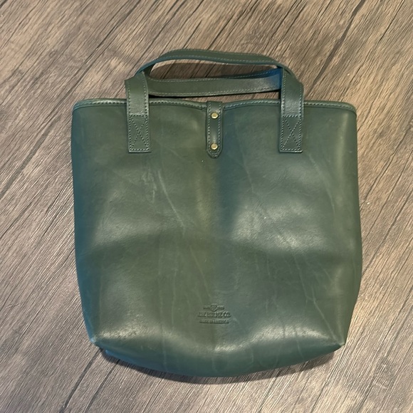 J.W. Hulme Leather Wine Tote Carrier, Holds Two Wine or Liquor Bottles, Green - Picture 1 of 12